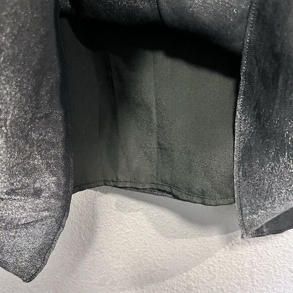 Free People Mara Dark Grey Metallic Puff Sleeve Shift Dress Oversized Size Large - Picture 6 of 10